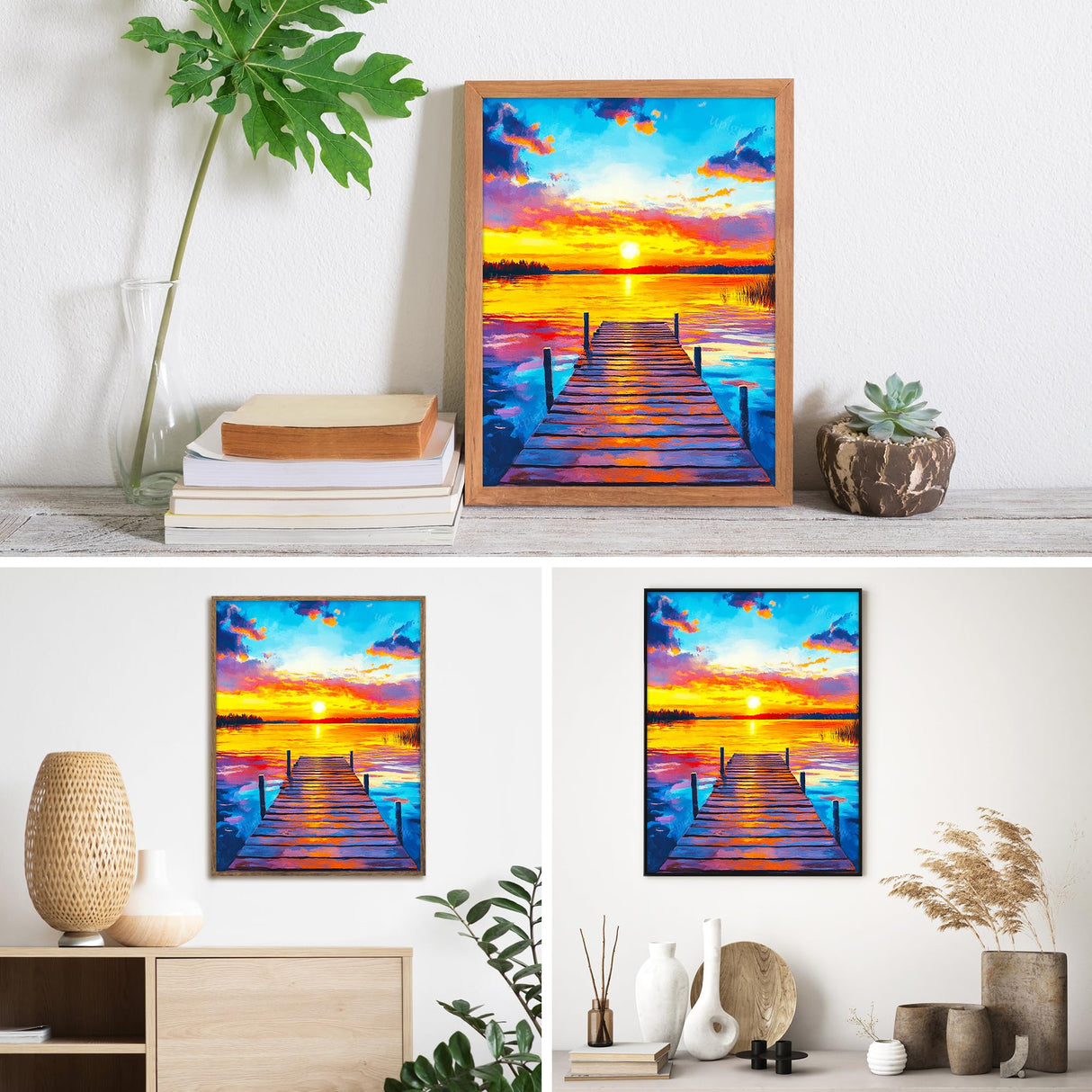 Upigi Diamond Painting Kits for Adults,Sunset Bridge DIY 5D Diamond Painting Kits for Beginners,Round Full Drill Gem Art Crafts Kit for Home Wall Decor 12 x 16 Inch Upigi