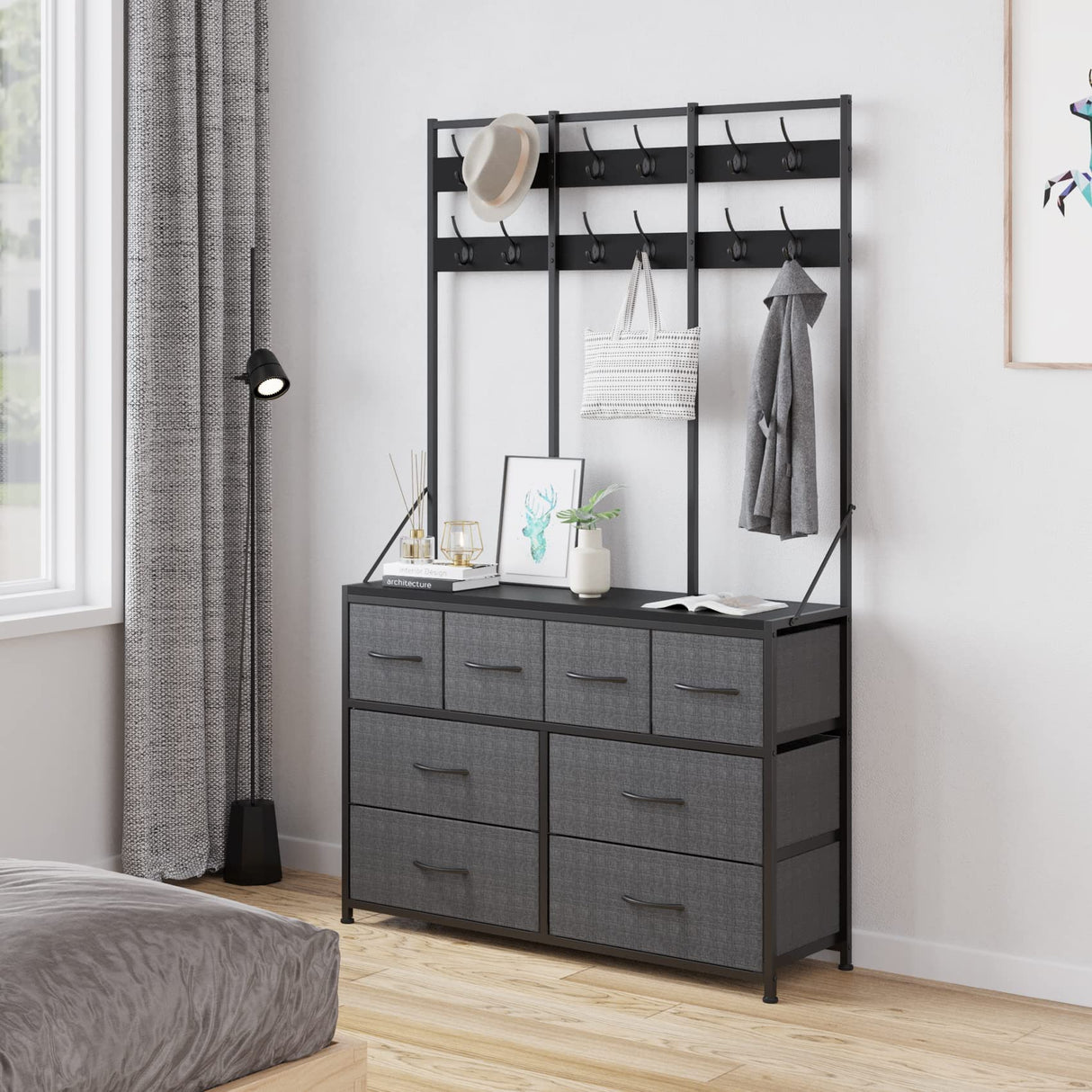 LUMTOK 8 Drawer Dresser, Chest of Drawers for Bedroom Living Room, Entryway, Fabric Storage Chest for Closets (Grey) LUMTOK