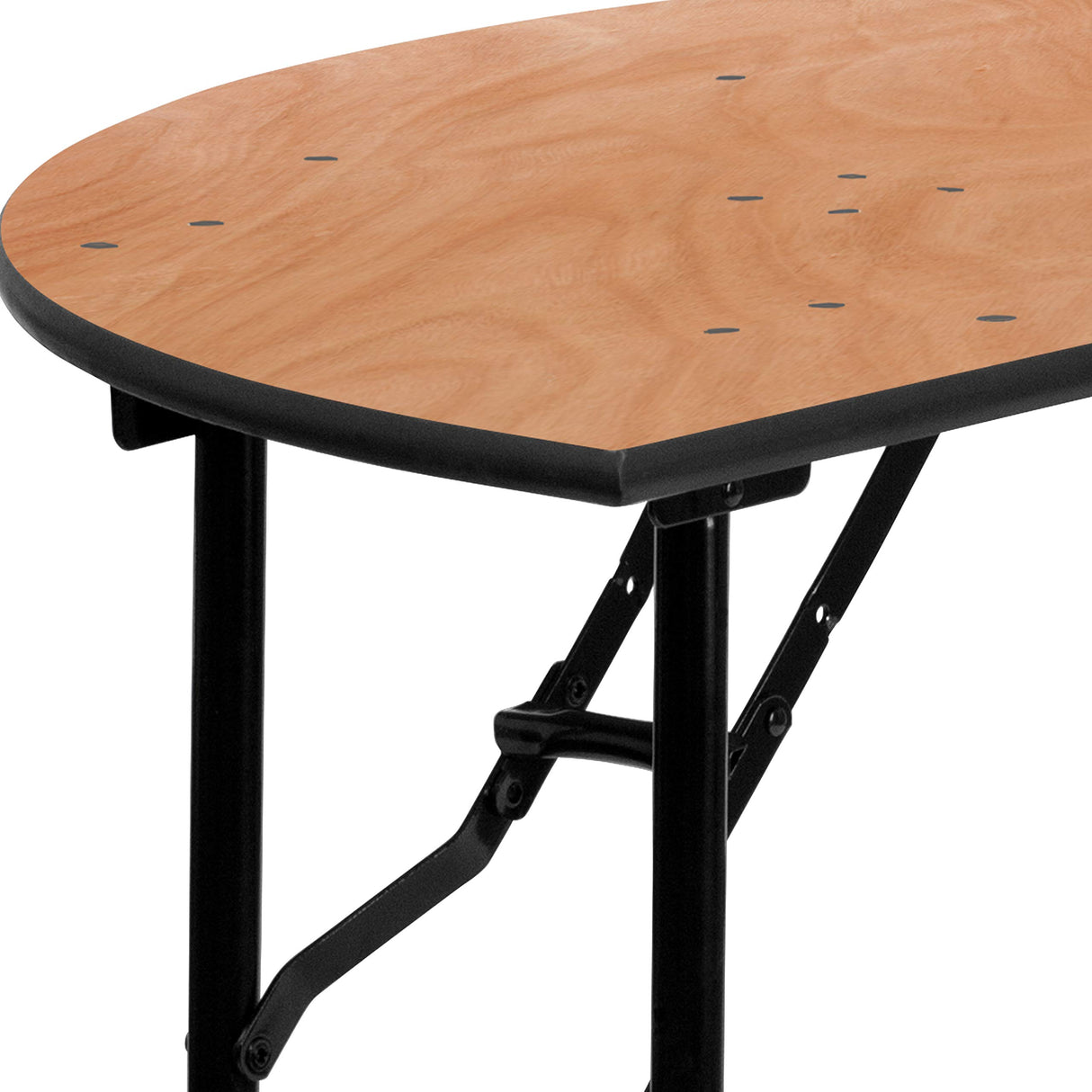 Flash Furniture Furman 4' Half-Round All-Occasion Wood Folding Event Table, Foldable Portable Half-Round Banquet Table with Wooden Top, Natural/Black Flash Furniture