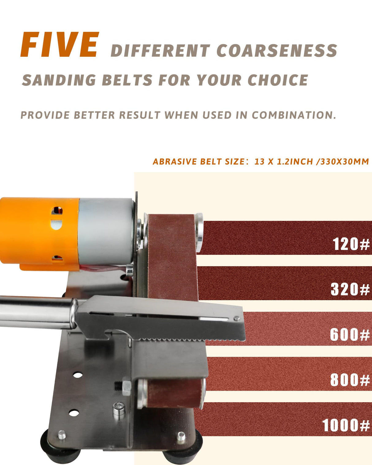 Blissthrill Mini Belt Sander, Electric Spindle Sander, 15° belt sander for knife making, 7 Adjustable Speed Knife Polishing Kit, Power Belt Sanders for Metal Working, DIY (6.5 Inch Mini Belt Sander) Blissthrill