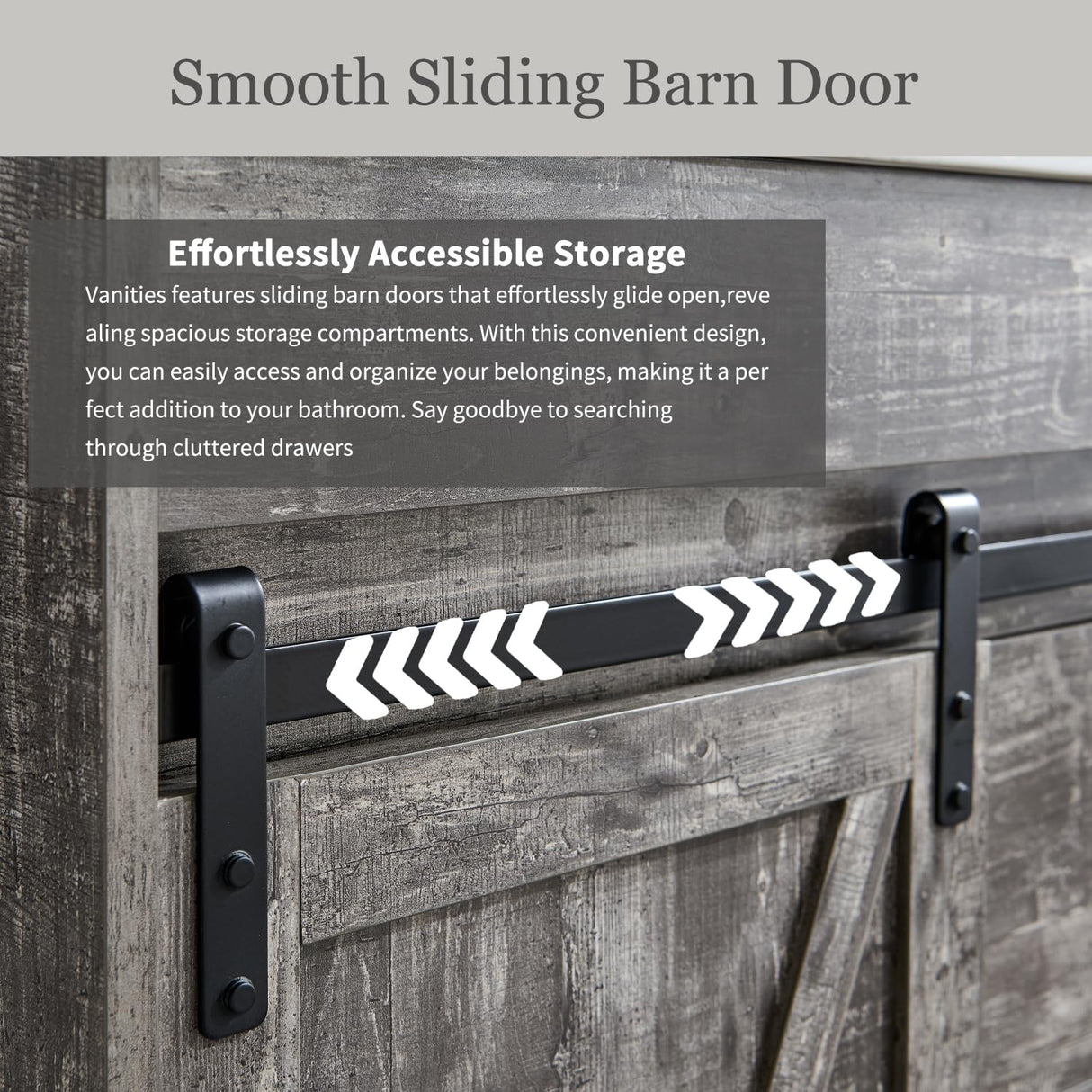 Aitjunz 30" Farmhouse Bathroom Vanity with Sink, Freestanding Bathroom Storage Vanity Cabinet w/Sliding Barn Door & 3 Drawers, Adjustable Shelves, Light Grey Aitjunz