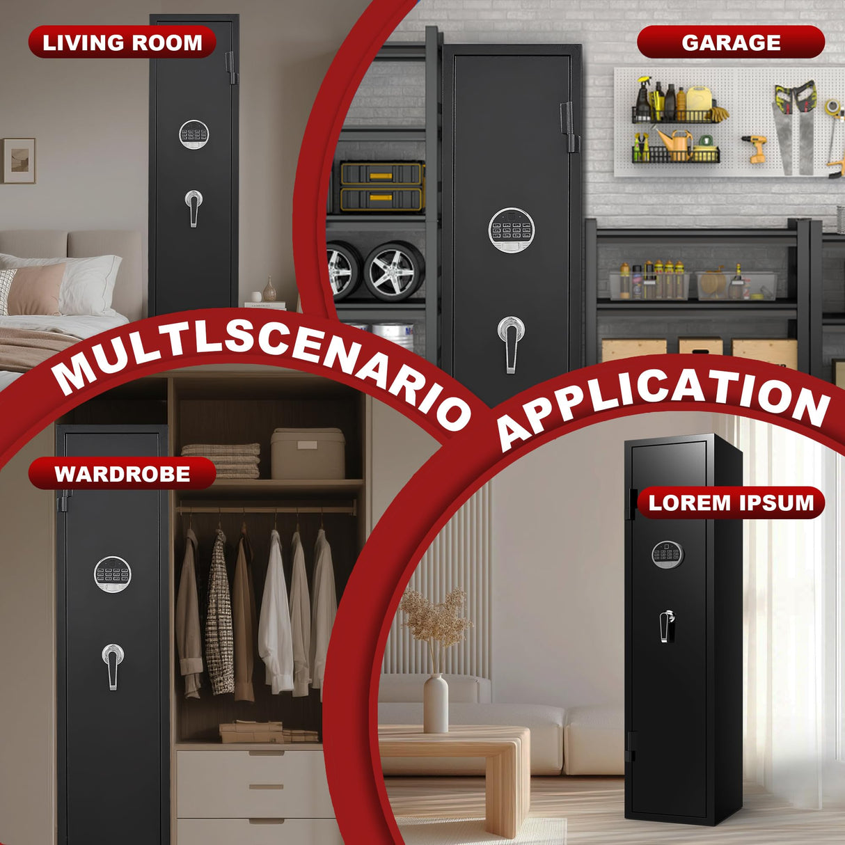 6-8 Gun Safe, Gun Safe for Rifles and Pistols, Gun Locker, Rifle safes for Home,Metal Gun Cabinet for Rifles and Shotguns, Dual Alarm & Mute System, Quick Access, No Assembly Required SHICHI