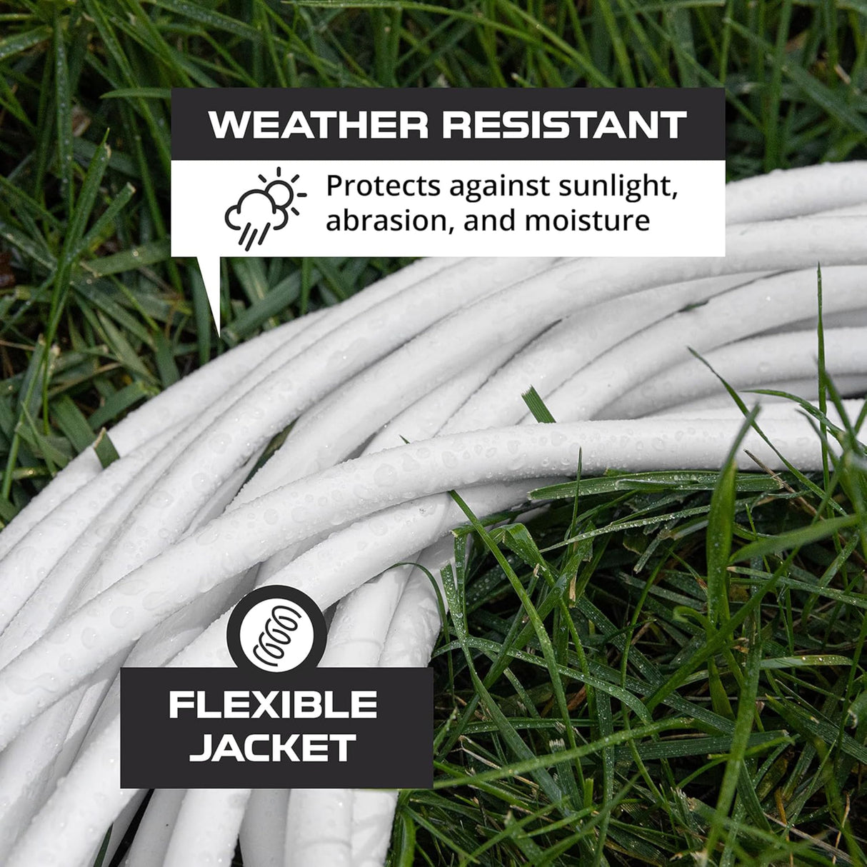 Iron Forge Cable Outdoor Extension Cord 75 ft, 16 Gauge Heavy Duty Power Extension Cords 3 Prong Weatherproof - SJTW - Great for Outdoor Lights, Lawn, Household Appliances - White IRON FORGE CABLE