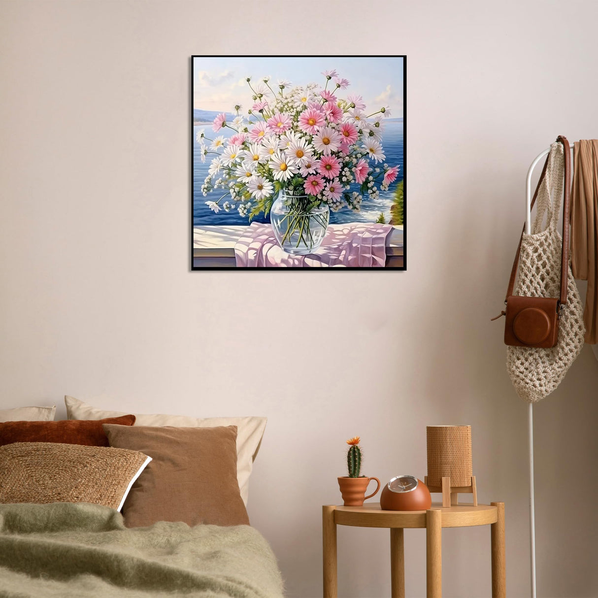 Zythron Flowers Diamond Art Kits for Adults, Flower Diamond Painting Kits for Beginners, Pink Daisy vase DIY 5D Gem Art,Diamond Art for Adults for Gift Home Decor 14x14 inch Zythron