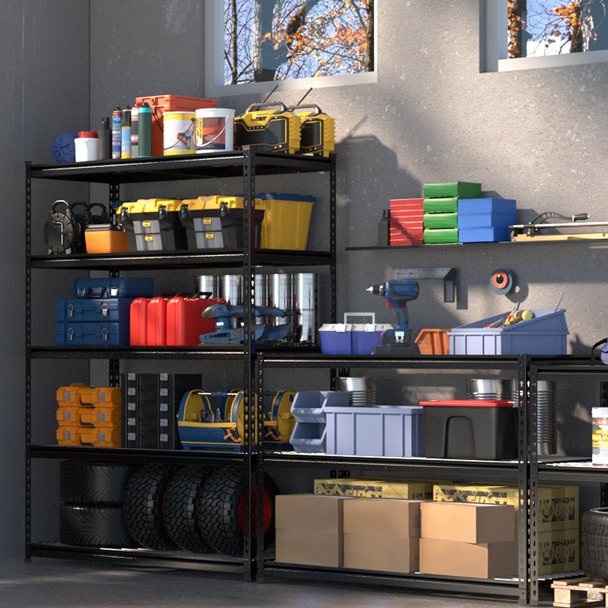 WORKPRO 5-Tier Metal Shelving Unit, 48”W x 24”D x 72”H, Heavy Duty Adjustable Garage Shelving, 4000 lbs Load Capacity (Total), Storage Rack for Garage, Basement, Warehouse, Workshop, 2 Pack WORKPRO