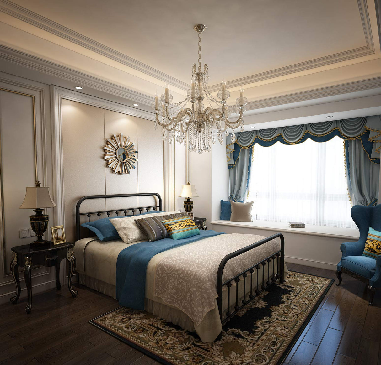 YALAXON Vintage Sturdy Queen Size Metal Bed Frame with Headboard & Footboard - No Box Spring Needed, Black YALAXON