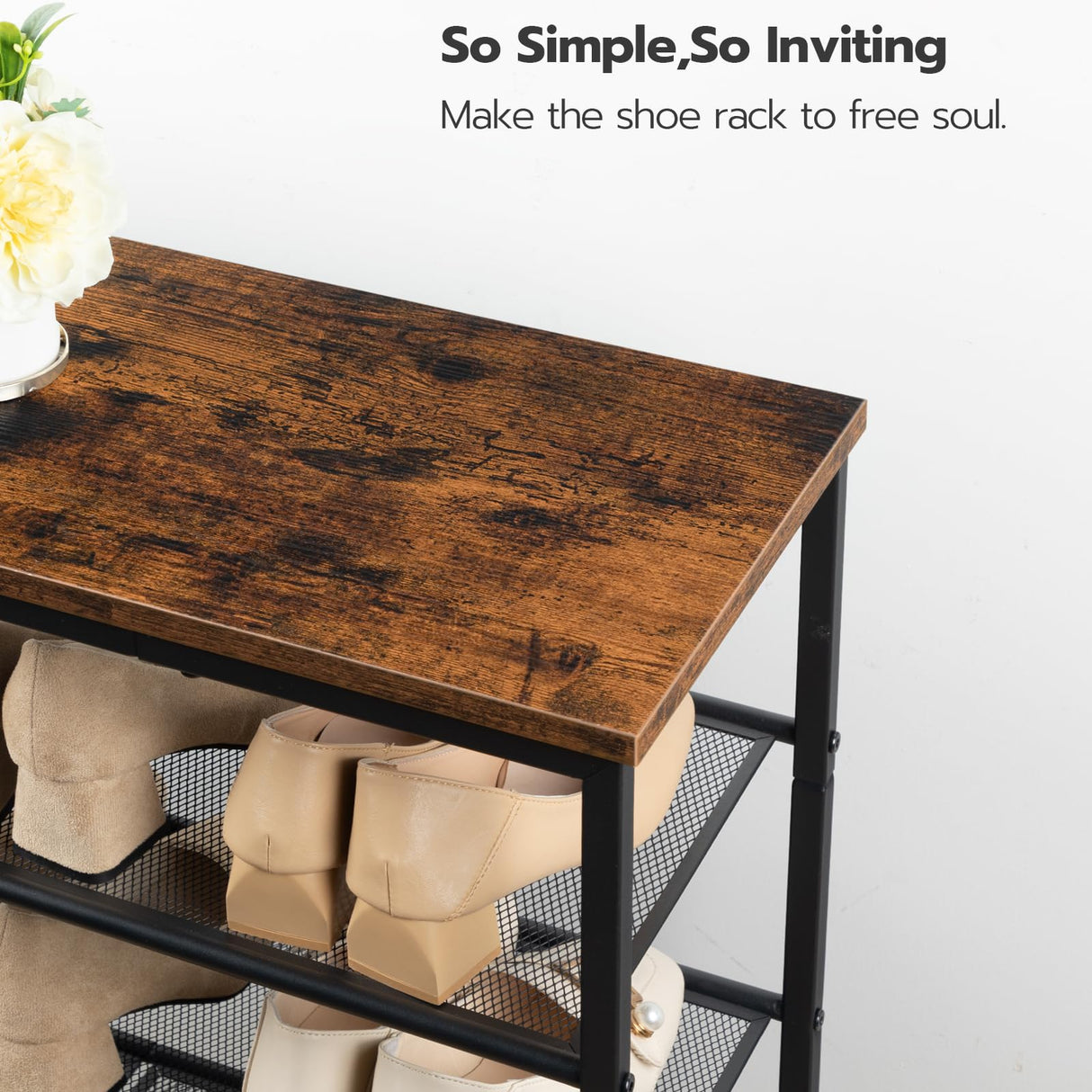 HOOBRO Shoe Rack, 6-Tier Shoe Organizer, for 18-24 Pairs of Shoes, Large Capacity Shoe Storage Shelf, Durable and Stable, for Entryway, Closet, Hallway, Dorm Room, Industrial, Rustic Brown BF67XJ01G1 HOOBRO