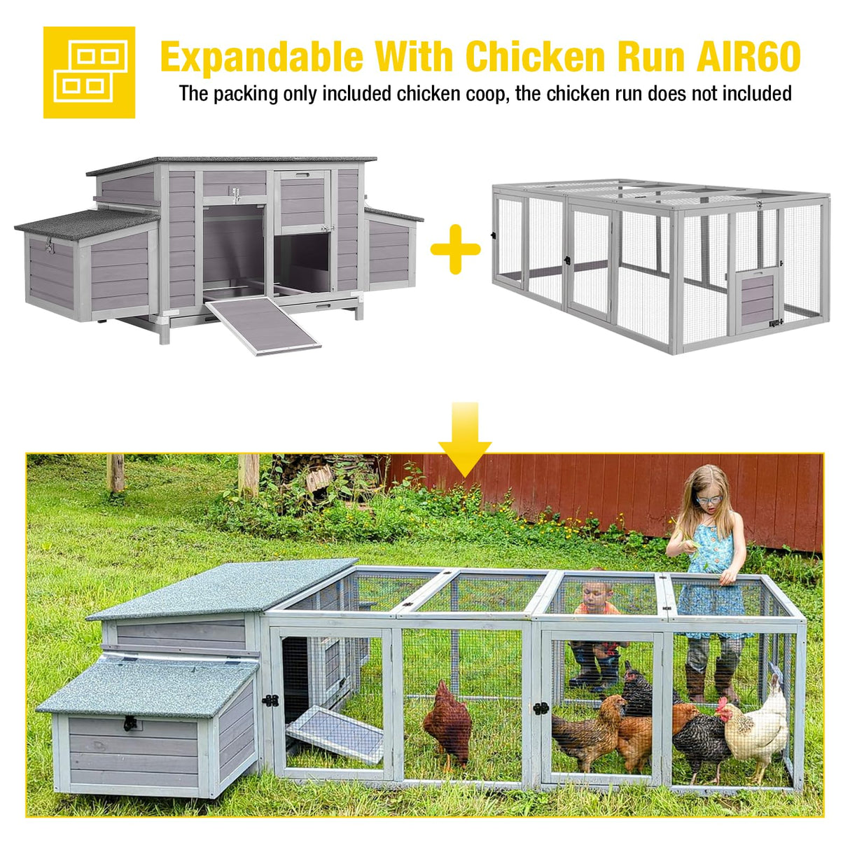 Aivituvin Chicken Coop 67.3" Large Duck House with 4 Nesting Boxes for 2-4 Chickens Outdoor Hen House Chicken Cage Aivituvin
