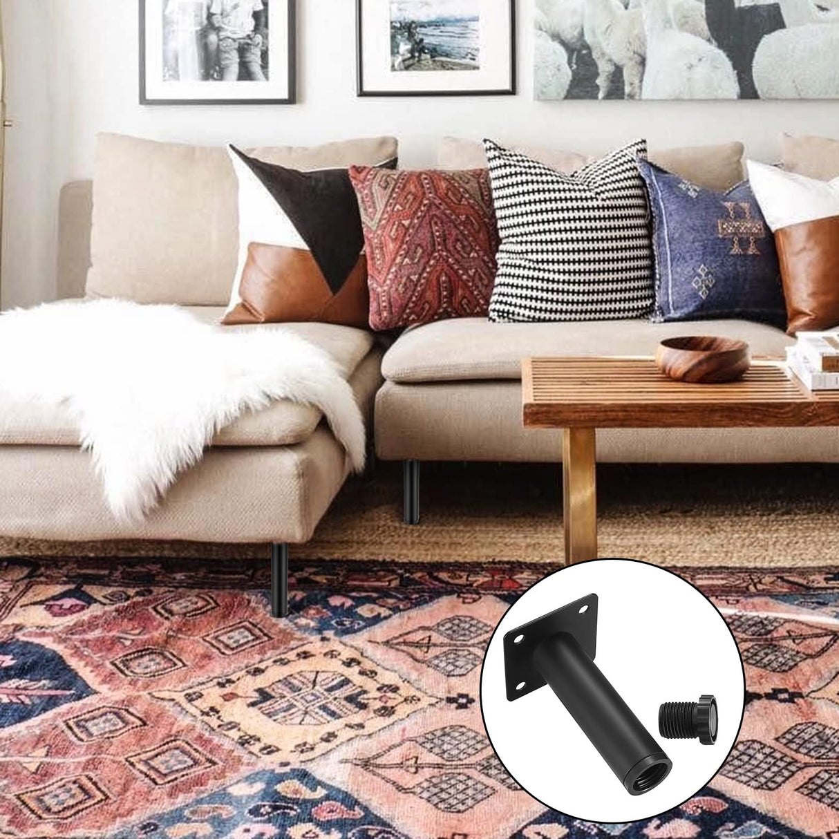 Fulushouxi 4 Pcs Furniture Legs, Metal Cabinet Legs, 4 inches/10 cm Adjustable Furniture Support Feet for Kitchen Shelves Sofa Table Chair Desk Cupboard Furniture Adjustable Legs Feet Foot Fulushouxi