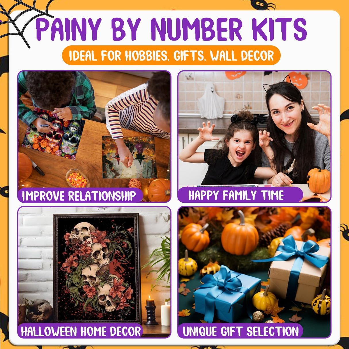 Skull Paint by Numbers Kit for Adults, Skull Paint by Numbers Kit for Adults Beginner, Skeleton Paint by Number Kits for Gift Home Decor 16''W x 20''L hkejoi