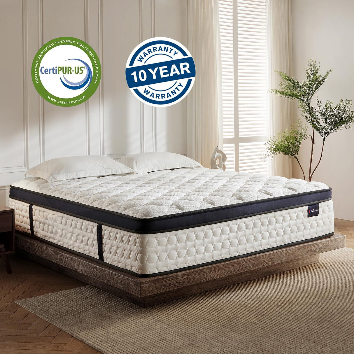 KauRelax King Size Mattress,12 Inch Hybrid King Mattress in a Box,Medium Firm,Gel Memory Foam and Pocket Springs,Pressure Relief,100-Night Trial,CertiPUR-US Certified KauRelax