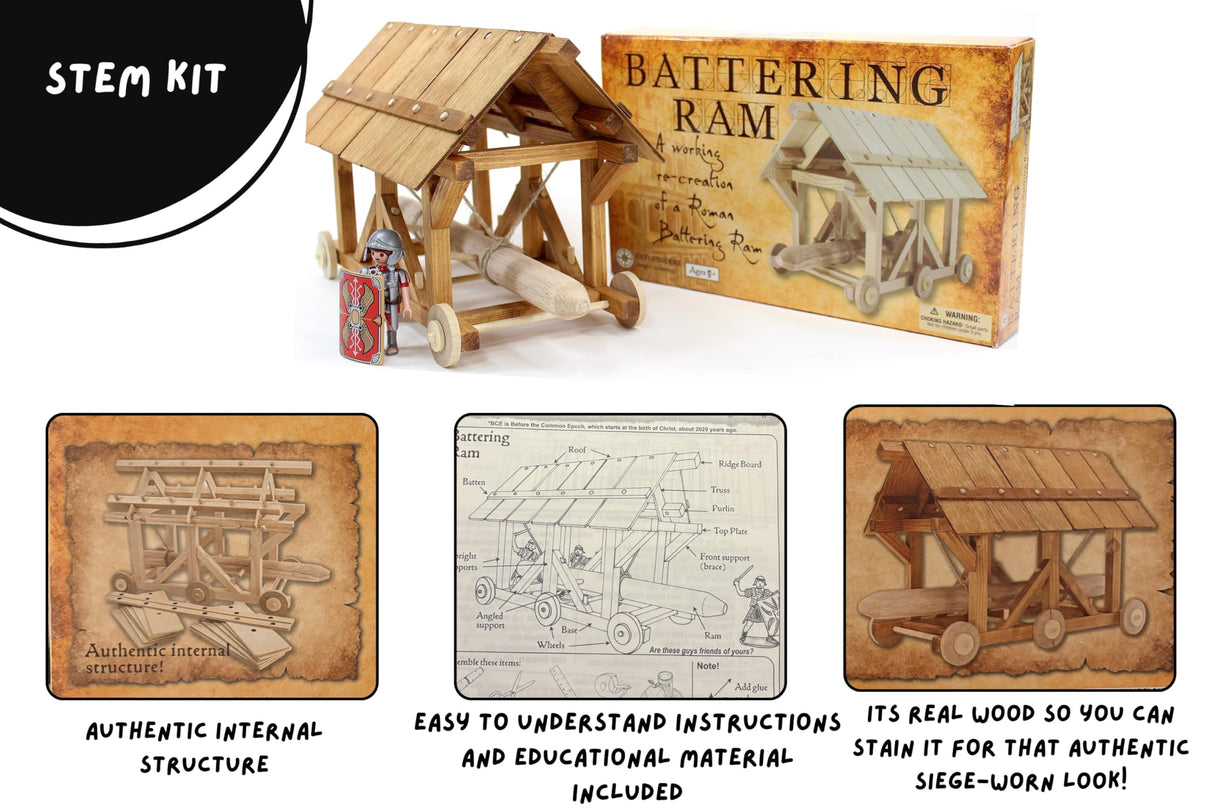 Pathfinders STEM kit | Roman Empire Battering Ram | Medieval Weapons Science Kits for Kids Age 8-10 10-14 | stem Kits for Kids Age 12-14 Physics Toys | Engineering kit | Learning Resource Pathfinders