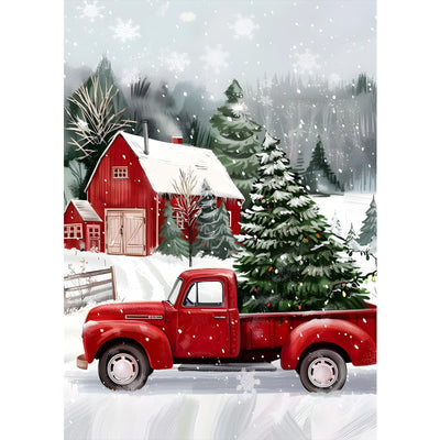 MXJSUA Christmas Tree Diamond Painting Kits for Adults, Red Truck 5D Diamond Art Kits for Beginners, DIY Full Drill Paint with Diamond for Home Wall Decor 12x16 Inch/30x40cm