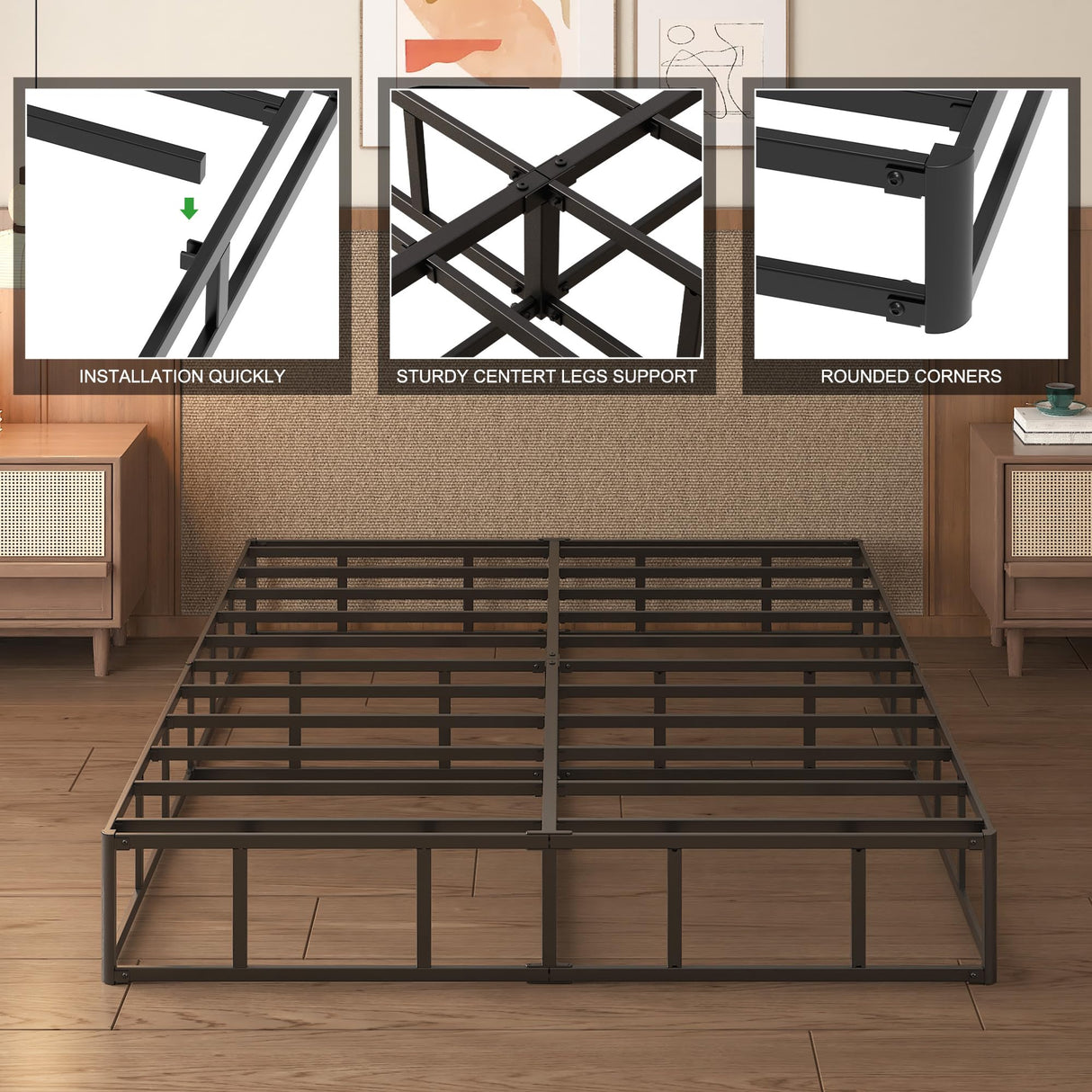 Lutown-Teen 10 Inch California King Box Spring High Profile, Heavy Duty Metal Cali King Box Spring Bed Base with Fabric Cover, Mattress Foundation, Noise Free, Easy Assembly Lutown-Teen