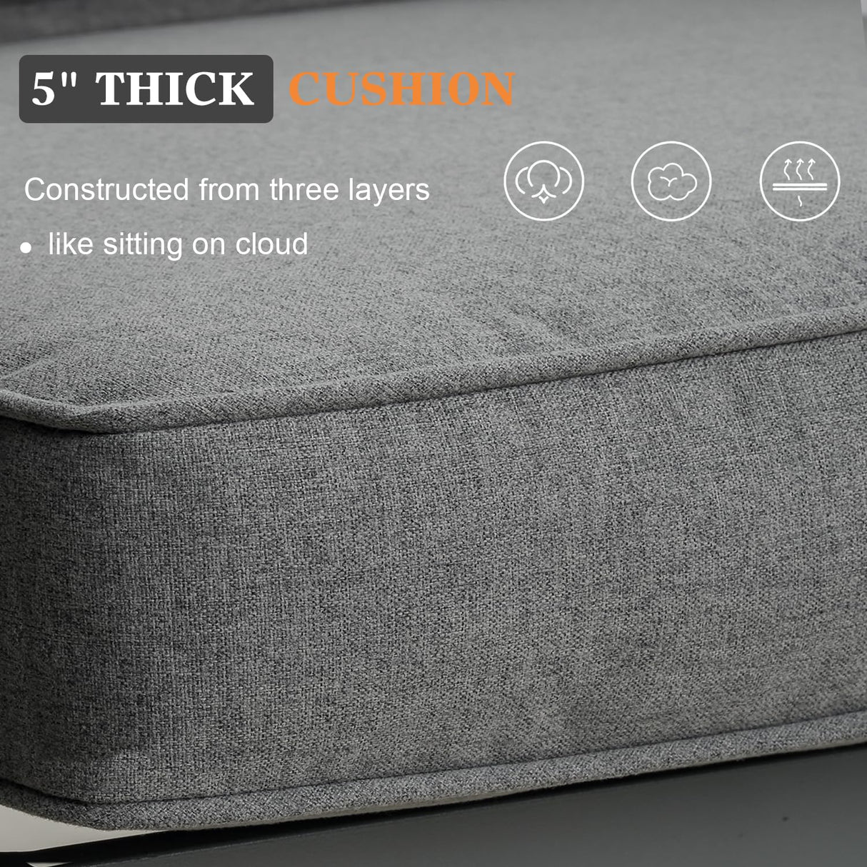 Vakollia 5 Pieces Modern Aluminum Patio Furniture Set with Fire Pit Table, Outdoor Conversation Sets Metal Sectional Sofa Vakollia