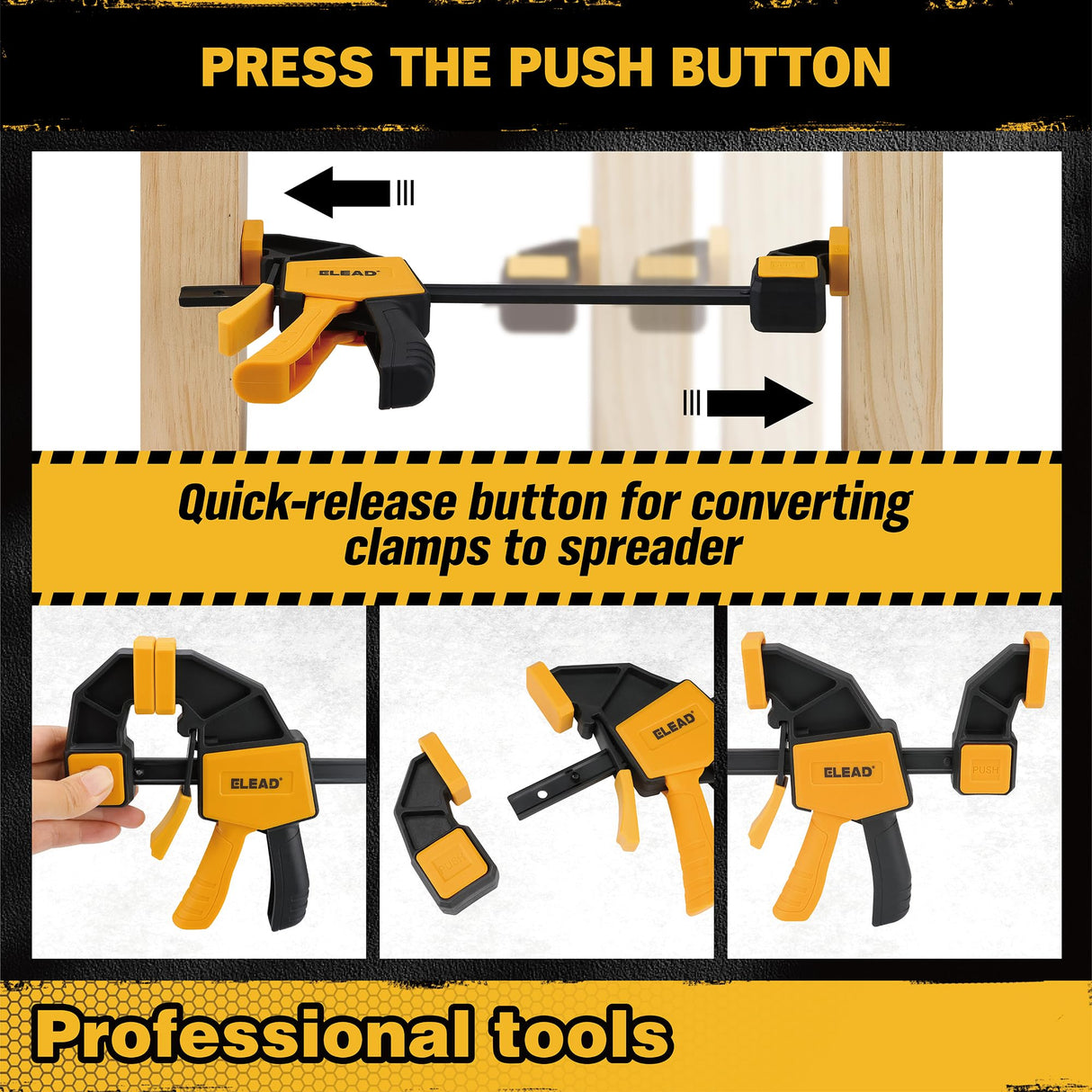 8-Piece Clamps for Woodworking - 4 Pcs 6 inch Bar Clamps, 4 Pcs Heavy Duty Metal Spring Clamps, Bar Clamps with 150 LBS Load Limit, Quick Release Triggers ELEAD
