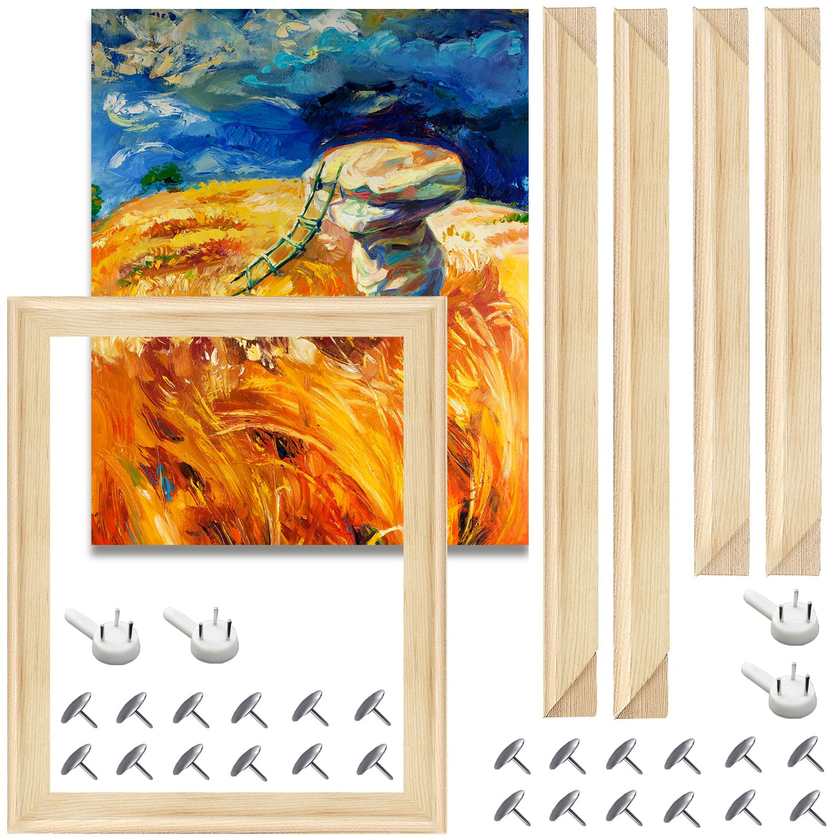 EVNEED 2 Pack DIY Canvas Stretcher Bars 16x20 Inch Canvas Frame - Easy to Assemble,Gallery Wrap Oil Frame Kits Canvas Wood Stretcher Bars for Oil Paintings, Prints, Paint by Numbers & Posters EVNEED