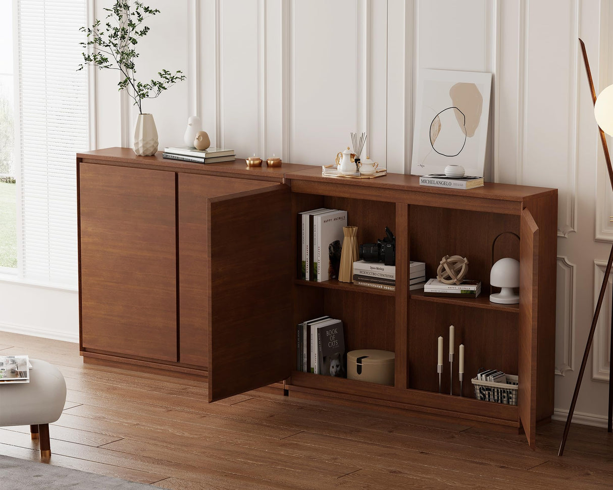 LKTART Mid Century Modern Sideboard Buffet Cabinet, Narrow Walnut Sideboard,Wood Storage Cabinet Credenza with 2 Doors for Living Room, Kitchen, Entryway, Hallway(9.25" D*39" L) LKTART