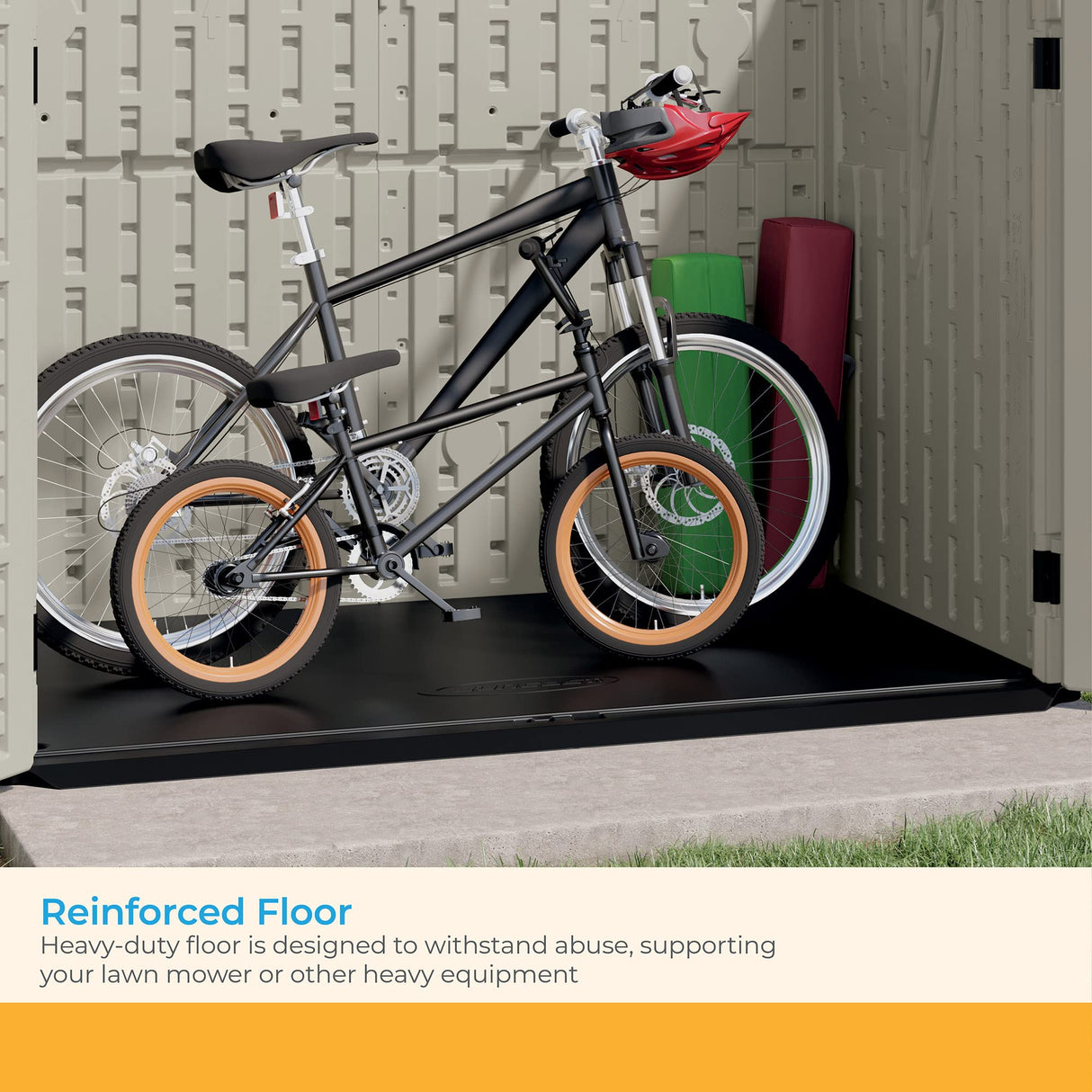 Suncast 5.9 ft. x 3.7 ft Horizontal Stow-Away Storage Shed - Natural Wood-like Outdoor Storage for Trash Cans and Yard Tools - All-Weather Resin, Hinged Lid, Reinforced Floor - Vanilla and Stoney Suncast