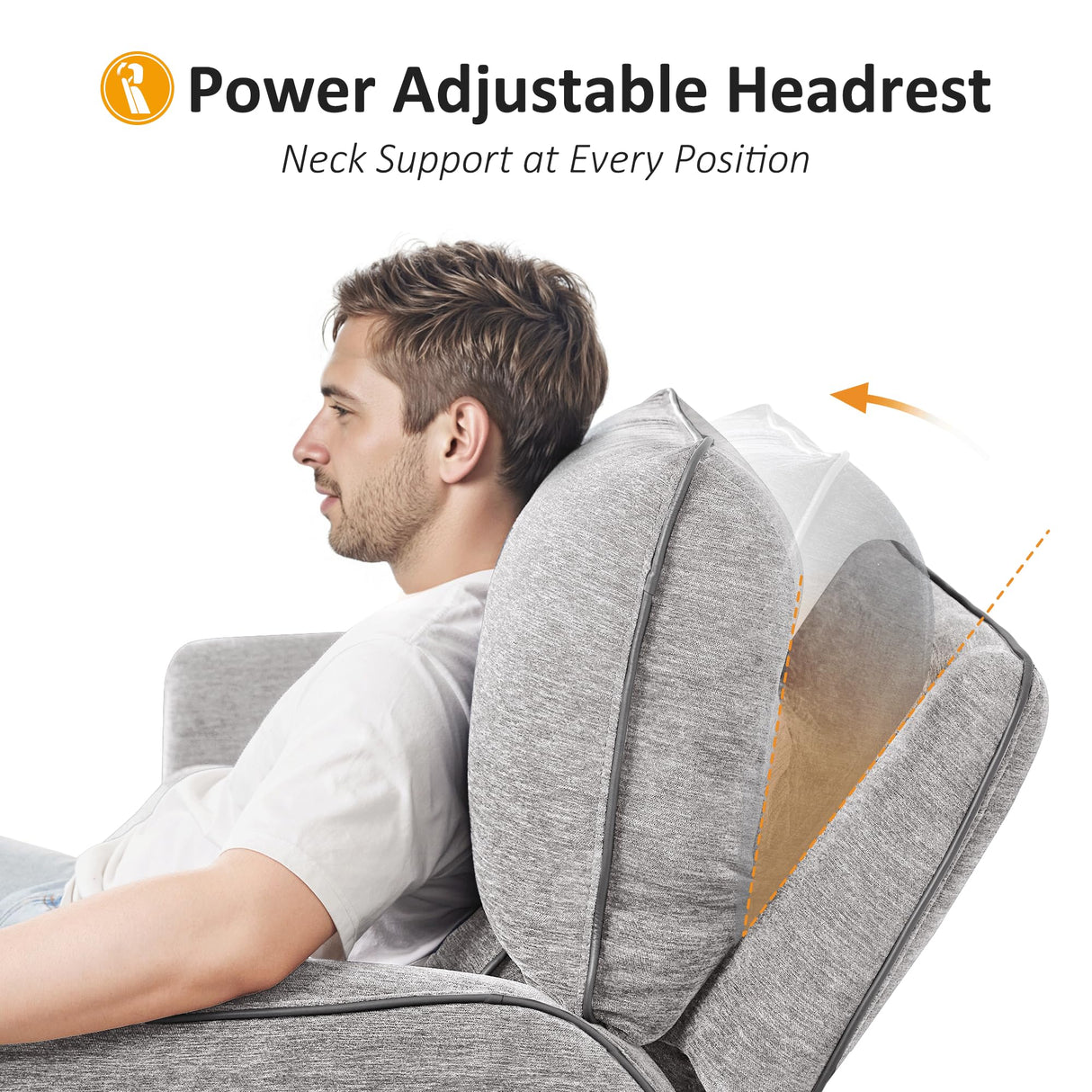 MCombo 60" Wall Hugger Power Loveseat Recliner Sofa with Adjustable Headrest, RV Reclining Loveseat with USB and Type C Charge Ports for Living Room 6924 (Light Grey) MCombo