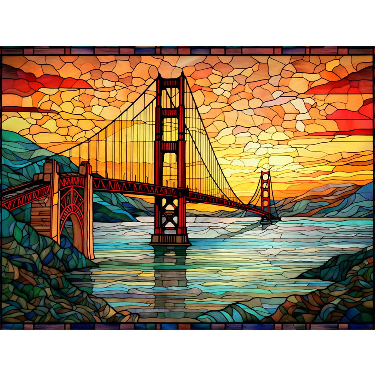 Golden Gate Bridge Diamond Painting DIY 5D,Numbering Kit, San Francisco at Sunset Crystal Rhinestone Diamond Painting Landmark Pictures USA Landscape Artwork Home Decor Adults Gift(12''Wx 16''H) TUMOVO