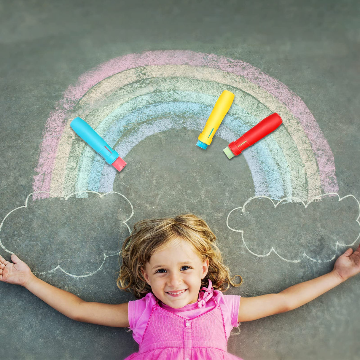 Windspeed Sidewalk Chalk Holder - 10 Pcs Railroad and Jumbo 1 Inch Plastic Holders for Kids, Teachers, Students, School, Office and Artists Windspeed