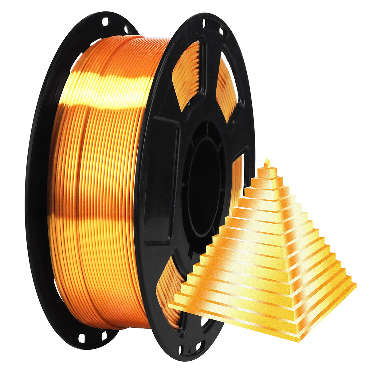 Silk Gold PLA Filament, 1kg 2.2lbs 1.75mm 3D Printing Material, Widely Support for FDM 3D Printer, Pack with Extra Filament Sample by BBLIFE Bblife