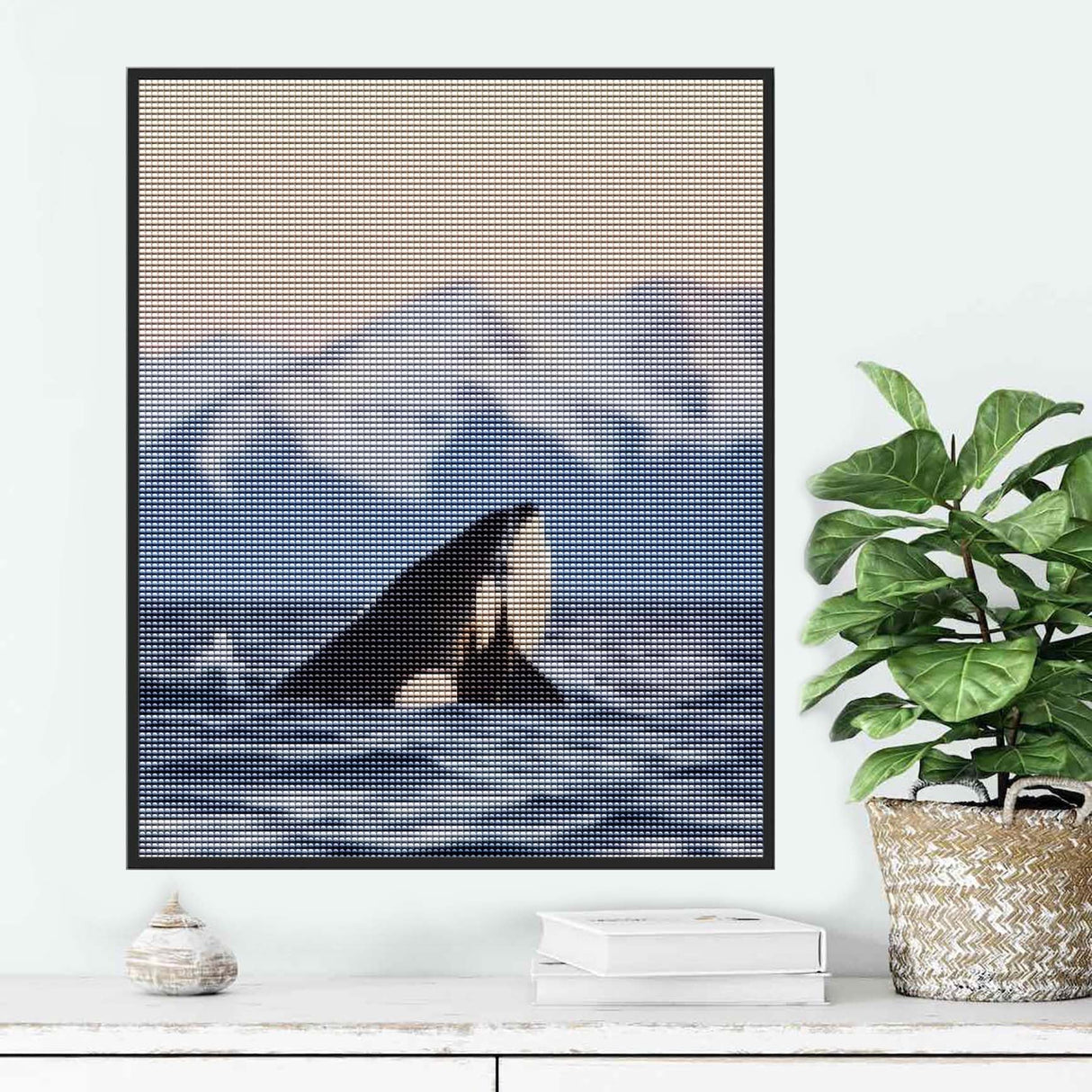 Ginfonr DIY 5D Diamond Art Kits for Adults, Whale Diamond Painting for Adults, Diamond Art Animal Mountain Peak Full Drill, Diamond Art Kits Embroidery Rhinestone Craft for Home Wall Decor 12*16 Inch Ginfonr