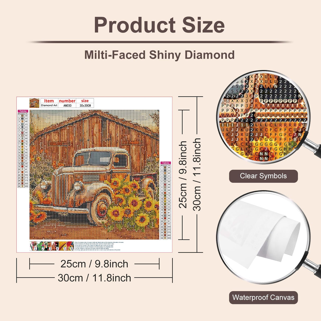 Anuver Truck Diamond Painting Kits for Adults, 5D DIY Diamond Art Kits for Beginners, Full Drill Diamond Painting Kits for Home Wall Decor, 12x12 Inch Anuver