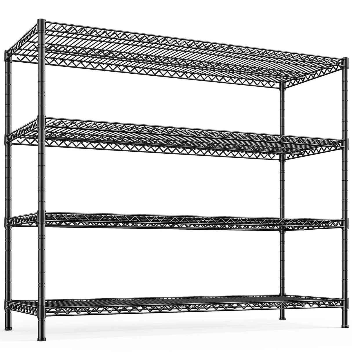 REIBII 2560LBS Storage Shelves 55.5"W Metal Shelving Unit 4 Tier Wire Shelving Commercial Adjustable Garage Shelving Heavy Duty for Storage Rack for Pantry, Garage, Kitchen, 55.5"W x 18"D x 55.5"H REIBII