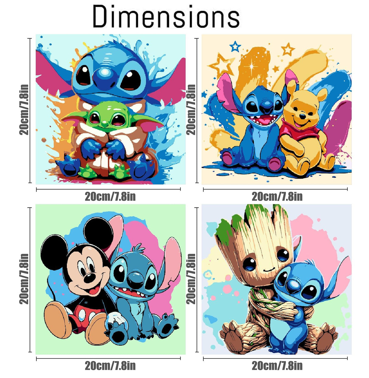 4 Ps Paint by Numbers for Kids with Framed Canvas,Cartoon Paint by Numbers for Kids Ages 8-12 with Wooden Easel,Easy Acrylic Painting Kits for Home Wall Decor 8X8 Inch Fuinkqe