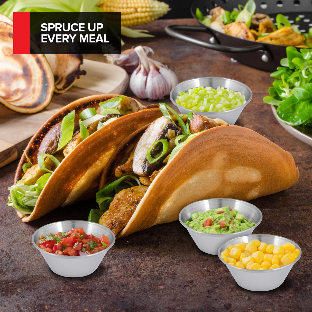 1.5 oz Stainless Steel Condiment Cups (12 Pack), Individual Portion Dipping Sauce Cups, Small Metal Ramekins for Ketchup, Marinara, BBQ Sauce, and More! Reusable Condiment Cups for Restaurants Stock Your Home