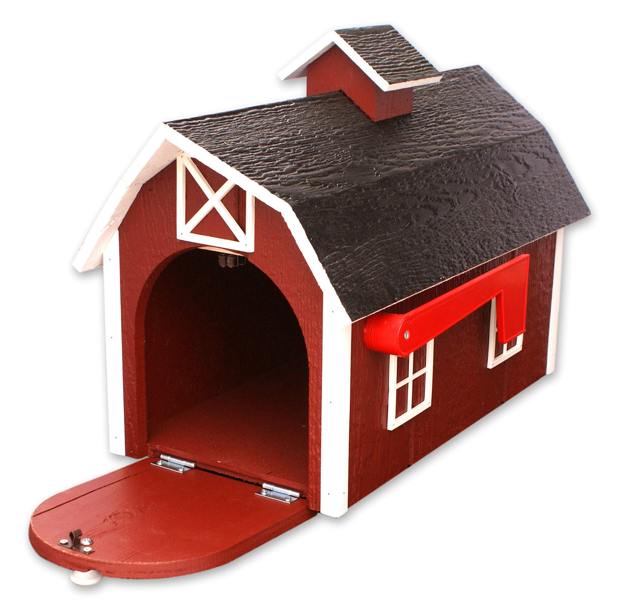 AmishToyBox.com Deluxe Wooden Mailbox, Dutch Barn Style (Red with White Trim) AmishToyBox.com
