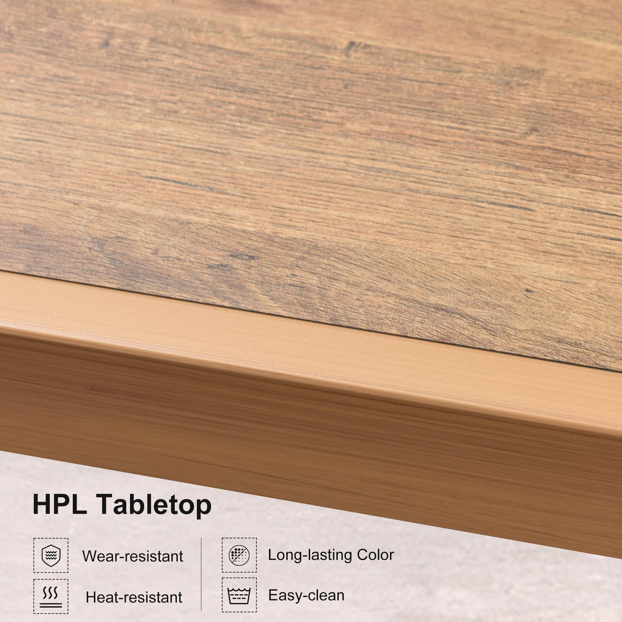 PURPLE LEAF 7 Pieces Patio Dining Set Aluminum Modern Rectangular Table and Rattan Arm Chairs with Cushions for Kitchen Porch Garden Outdoor Furniture Sets, Teak PURPLE LEAF