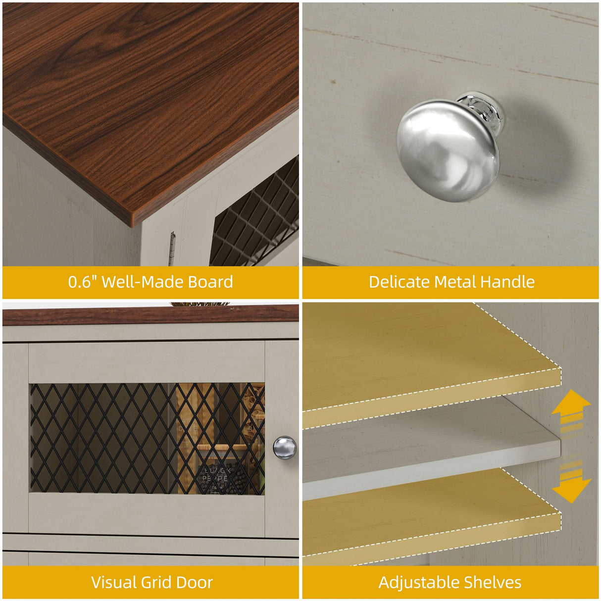 DWVO Farmhouse Buffet Cabinet with Storage, 59" Kitchen Coffee Bar Cabinet, 2 Large Drawers, Visual Grid Door, Storage Shelves for Kitchen & Living Room, Antique White DWVO