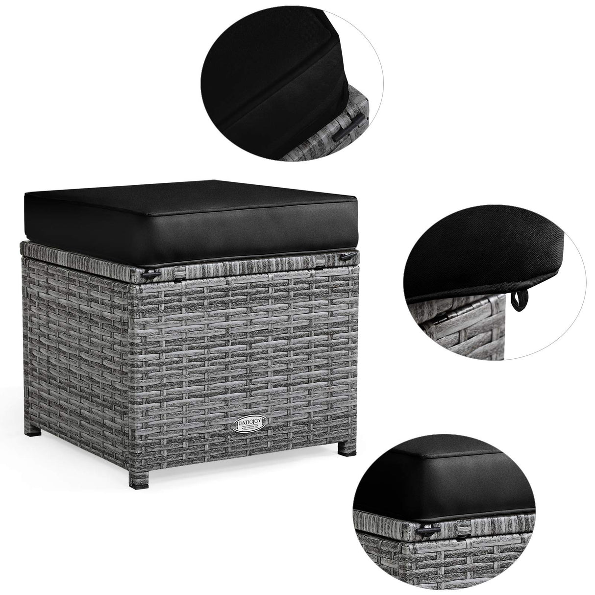 Tangkula 7 Pieces Patio Furniture Set, Outdoor Sectional Rattan Sofa Set with Cushions, All Weather Wicker Conversation Couch Set w/Dining Table & Ottomans for Backyard Garden Poolside (Black) Tangkula