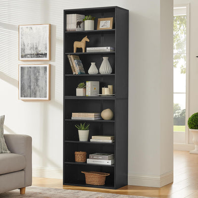 Zentrava Bookshelf, 71'' Tall Adjustable Bookcase, 8-Tier Bookshelves and Bookcases Floor Standing, Multi-Functional Double-Layer Storage Shelf for Home Office Living Room Bed Room (Black)