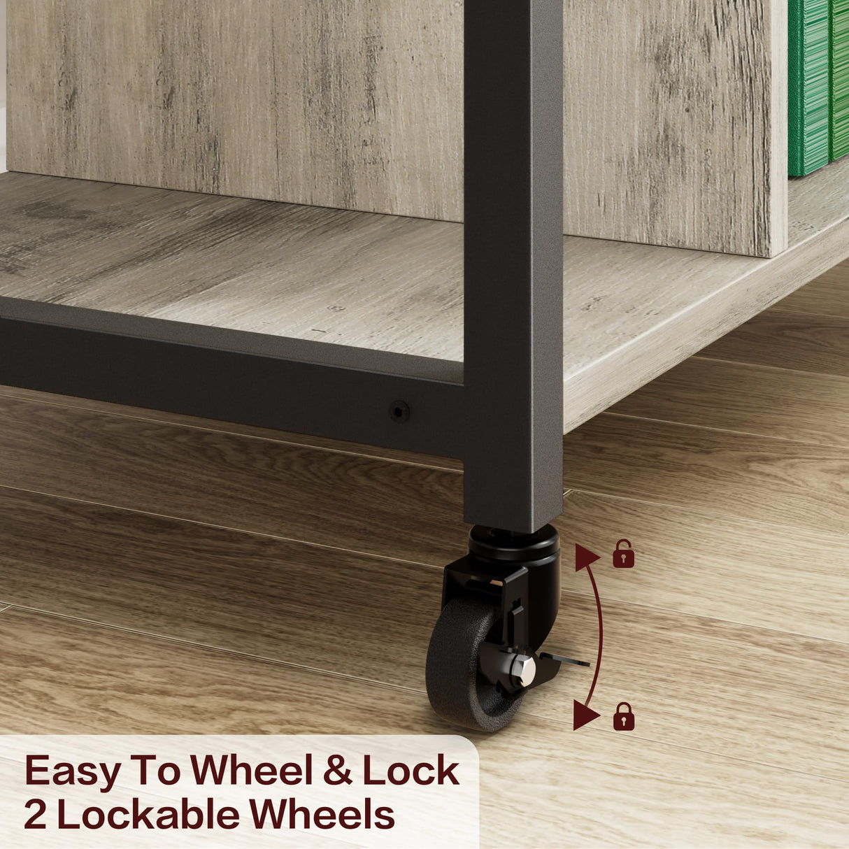 Amyove Printer Stand with Charging Station, Home Office Desktop Printer Stand with Storage, Under Desk Printer Table, 3 Tier Heavy Duty Rolling Printer Cart with Wheels for Small Space, Rustic Grey Amyove