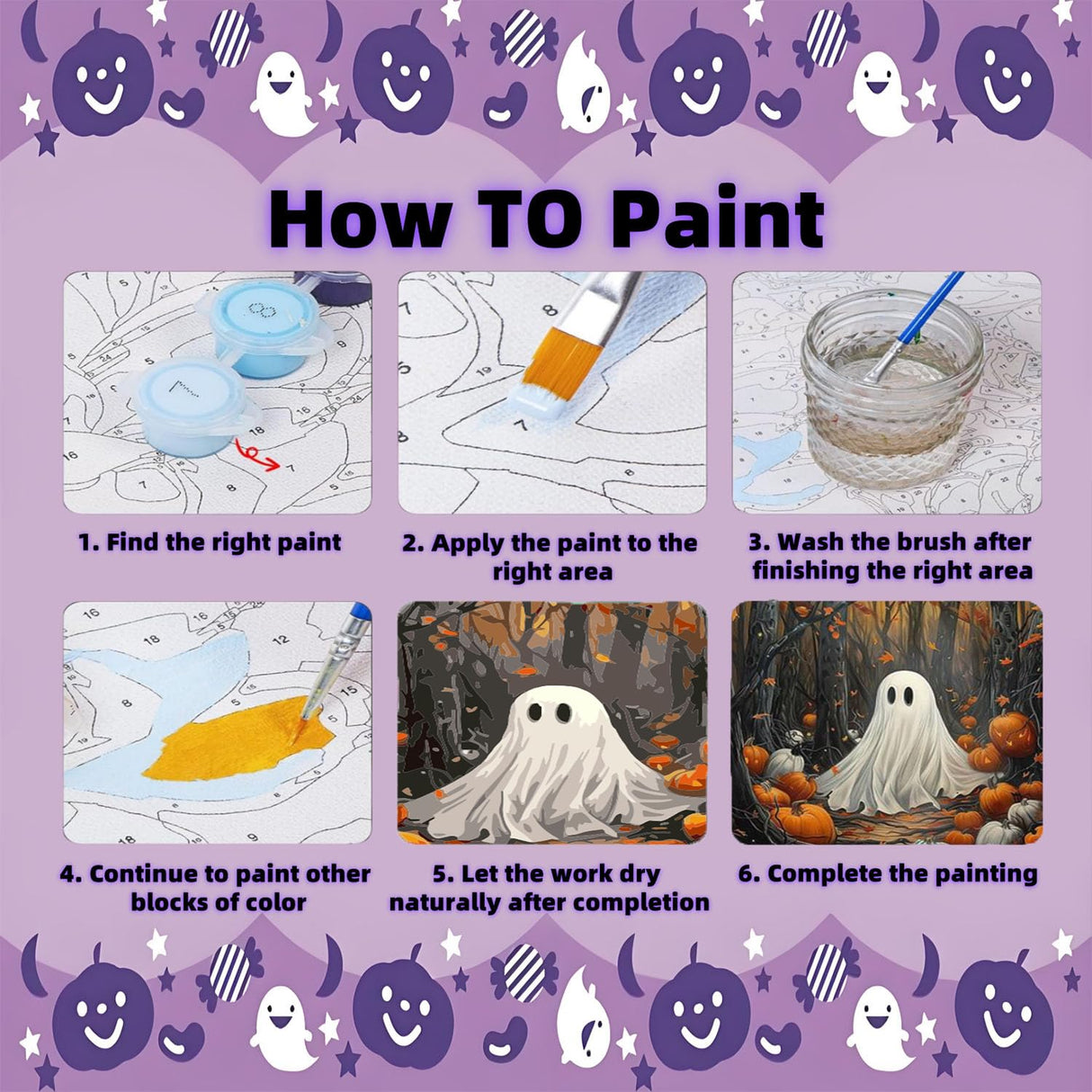 Arttoplus Halloween Paint by Numbers Kit for Adults Beginner-Ghost Adult Paint by Number Kits on Canvas, Ghost DIY Acrylic Oil Painting by Numbers for Adults for Gift Home Wall Decor(16x20inch) Arttoplus