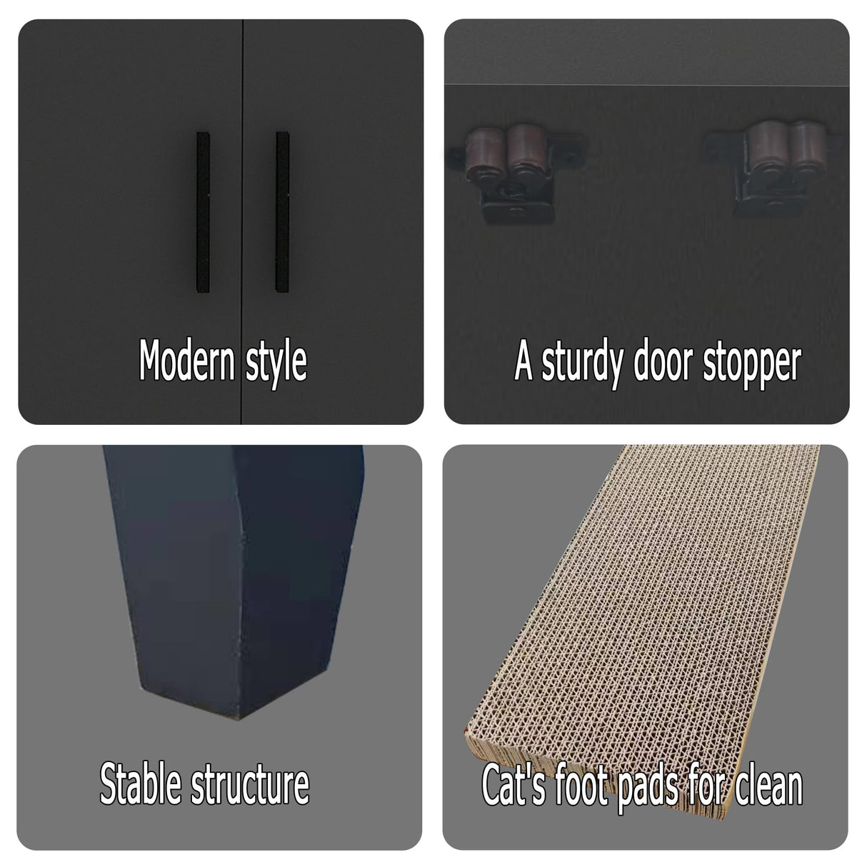 TaoHFE Litter Box Enclosure Cat Litter Box Furniture Hidden with Cat Scratch Pad Decorative Farmhouse Wooden Hidden Litter Box Cat House Litterbox Furniture Cat Box Furniture Litter Box Cabinet Black TaoHFE