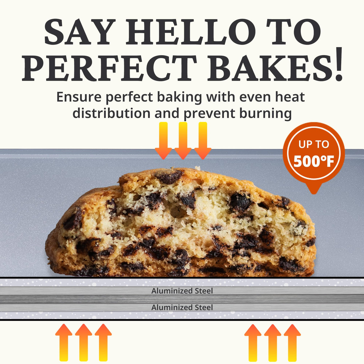 BRONYPRO Non Stick Ceramic Baking Sheet Pan Set of 3, Natural Non Toxic Cookie Sheets for Baking - PFOA, PTFE Free, Heavy Duty Aluminized Steel Oven Trays for Cooking with Silicone Handles, Navy BRONYPRO