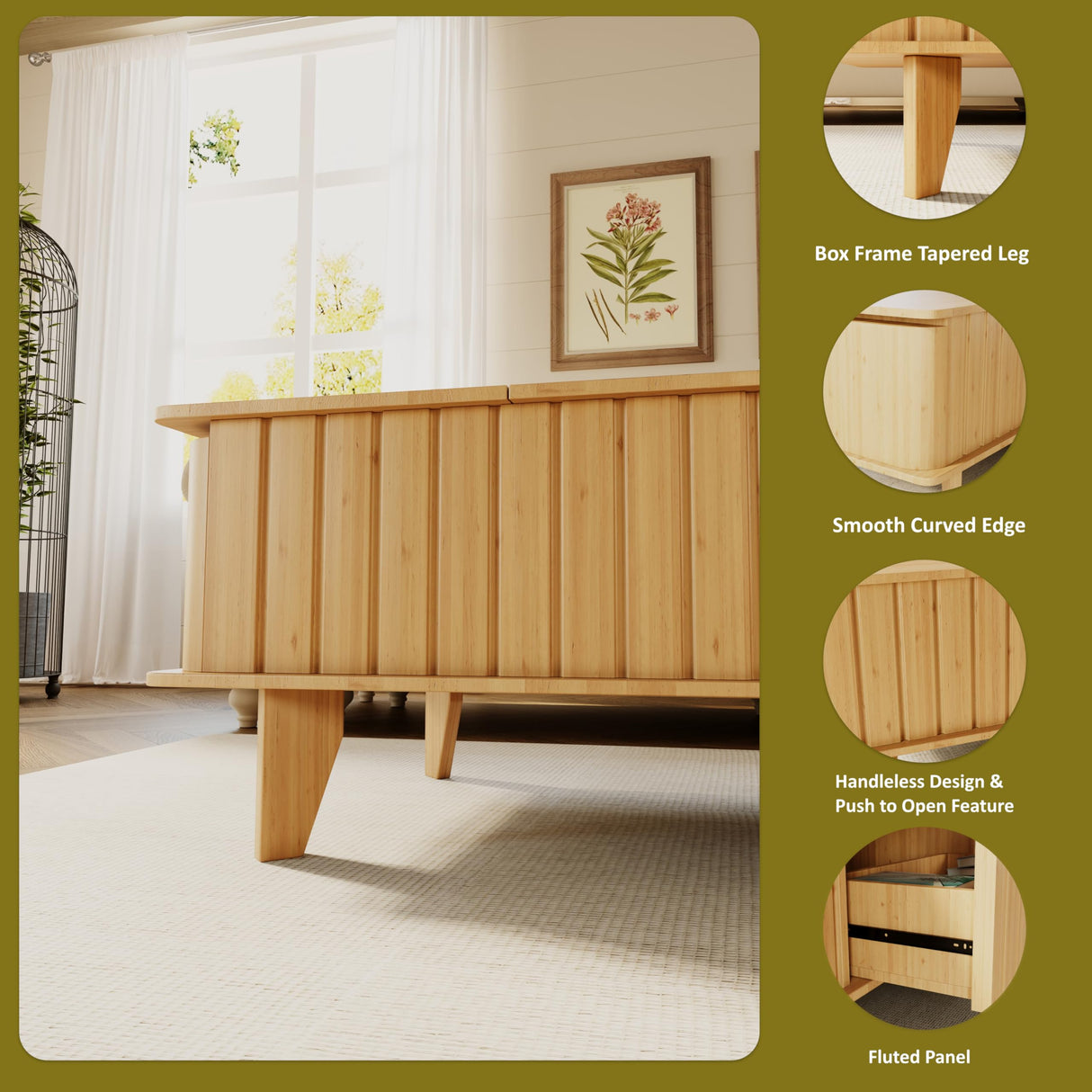 Jartoil Extendable Coffee Table with Storage, Wood Coffee Table with Hidden Compartment, Expandable Coffee Tables with Side Table for Living Home(Natural) Jartoil