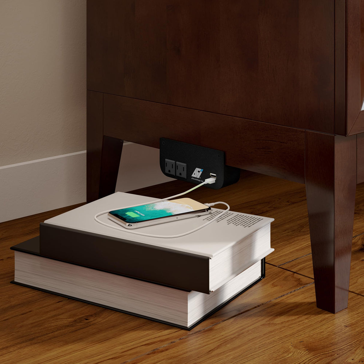 AFI, Santa Fe Full Murphy Bed Chest with 6" Mattress & Built-in USB Charger, Walnut AFI