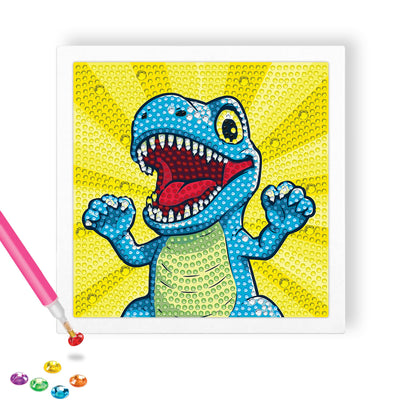Reofrey Diamond Art Kits for Kids with Frame, DIY Dinosaur Animal Diamond Painting Kits, Arts Crafts Gift for Girls & Boys Ages 4,5,6,7,8,9,10,11,12, Creative Educational Toy for Beginners (7x7 Inch)