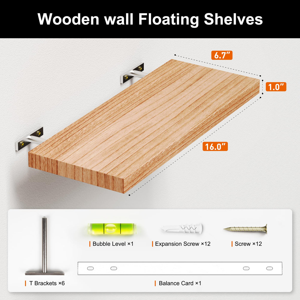 Greenual 3 Packs Floating Shelves for Wall, Nature Wood Wall Shelf, 16" Wall Mounted Floating Shelf for Kitchen, Living Room, Bedroom, Bathroom Storage, Book Shelf for Wall Home Decor, Frame Display Greenual