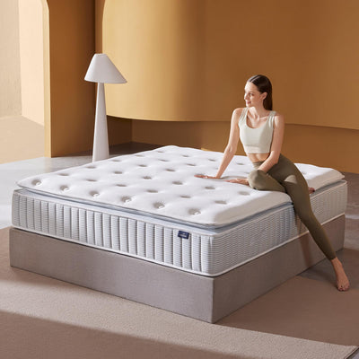 CIOUDWAY – Queen Mattress 14 Inch – Real Hybrid Mattress with Dual-Cooling, 2” Ventilated PCM Memory Foam, Reinforced Edge Support, Zoned Coils for Pressure Relief and No Motion Transfer