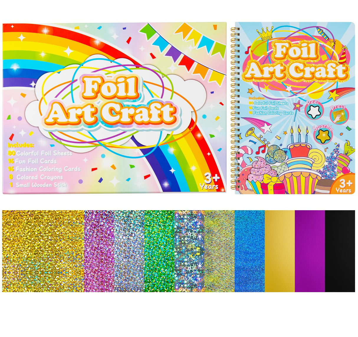 ilauke Art Craft Activity for Kids, No Mess DIY Creative Birthday Foil Art Kits, 2-in-1 Creative Travel Book for Girls Age 4-9, Idea Stuffers Valentines Gifts for Girls Boys, Travel Activities ilauke