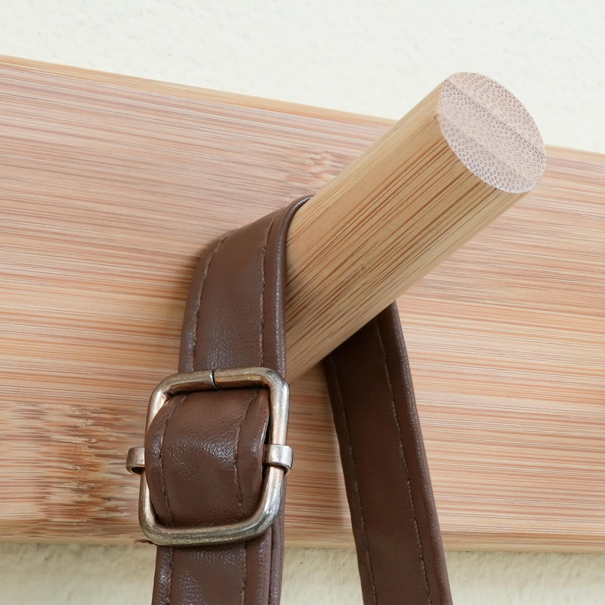 SKOLOO Wooden Wall Mounted Coat Rack,16'' Hole to Hole, 5 Pegs Bamboo Wall Hook for Hanging Clothes Robes Towels Hats,Natural Gold SKOLOO