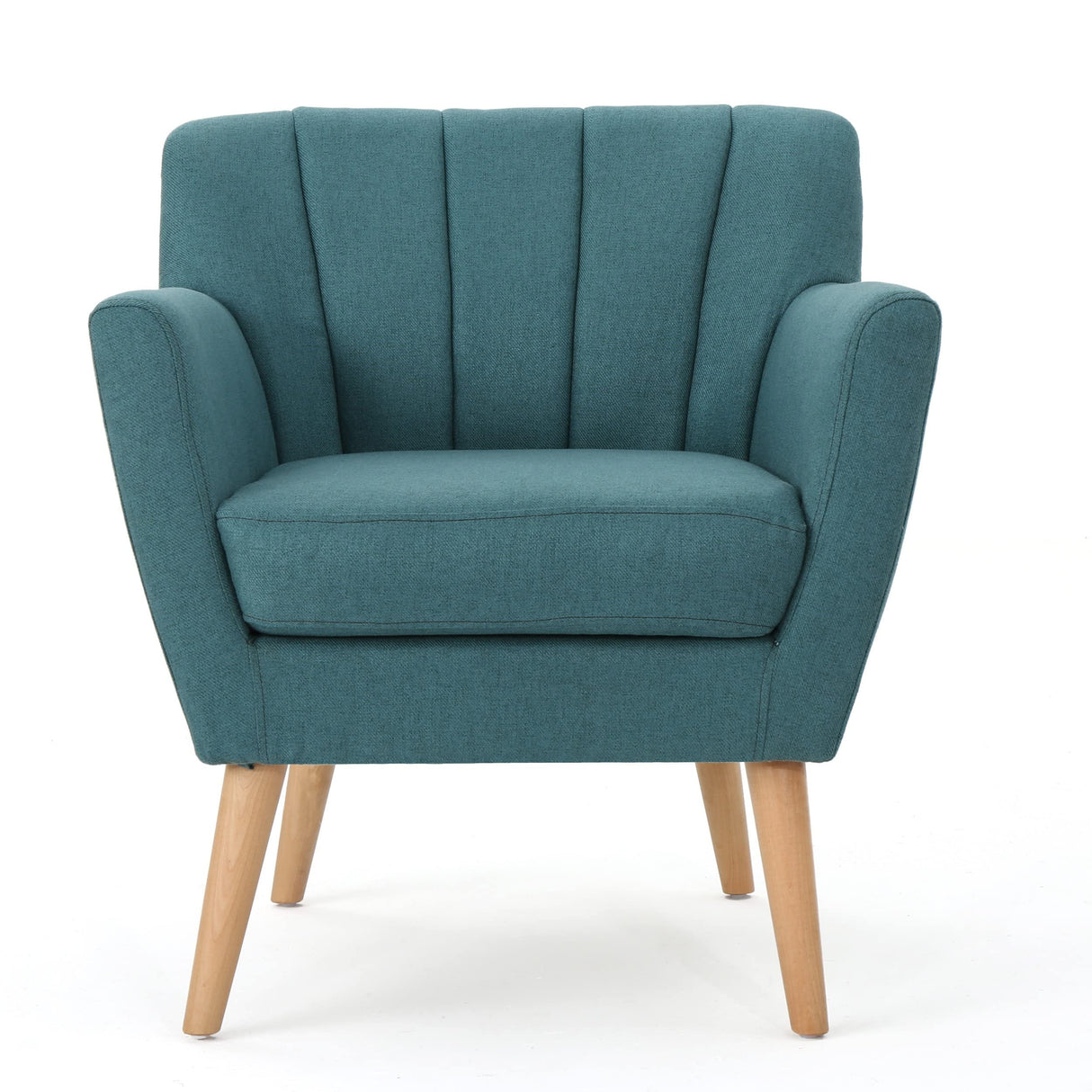 Christopher Knight Home Merel Mid Century Modern Fabric Club Chair, Dark Teal/Natural Christopher Knight Home
