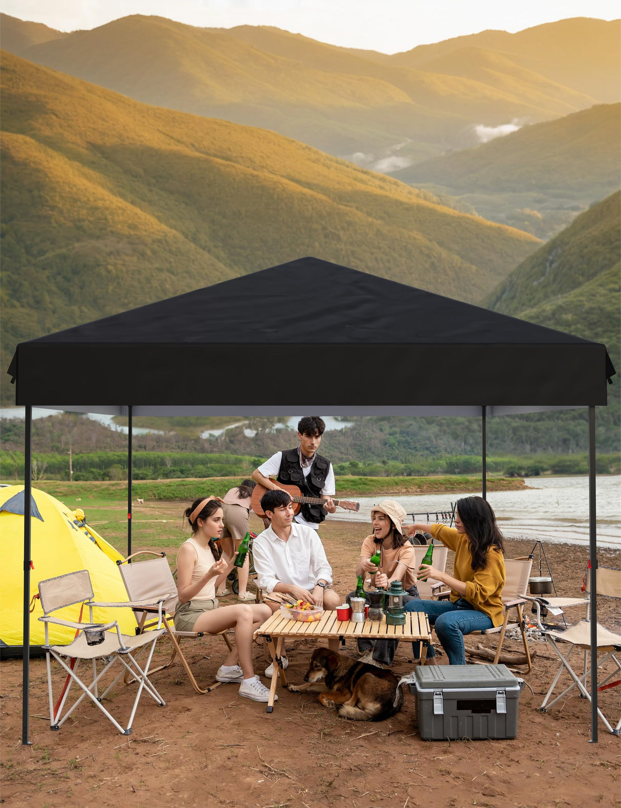 Hipicute 10x10 Pop Up Canopy Tent Outdoor Canopy with Removable Sidewalls Heavy Duty Commercial Instant Tent Shelter (Black, 4-Sidewall) Hipicute